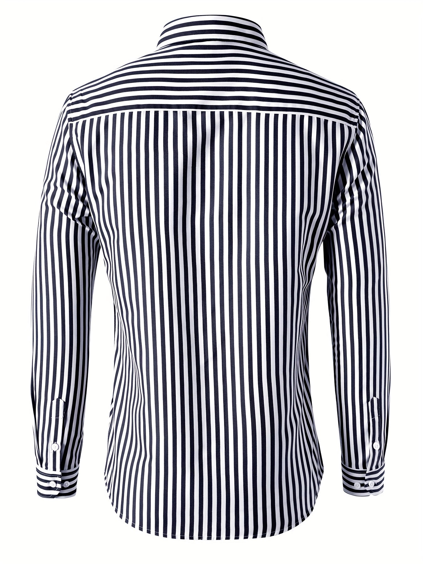 Trendy Stripe Print Men's Casual Button Up Long Sleeve Shirt, Men's Clothes For Spring Summer Autumn, Tops For Men