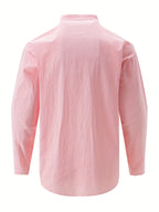 Retro Style Men's Casual Solid Long Sleeve Shirt, Men's Clothes For Spring Summer Autumn, Tops For Men