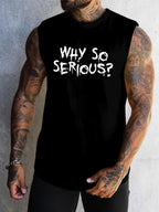 Why So Serious Print Men's Quick Dry Moisture-Wicking Breathable Tank Tops Athletic Gym Bodybuilding Sports Sleeveless Shirts For Workout Running Training Men's Clothes