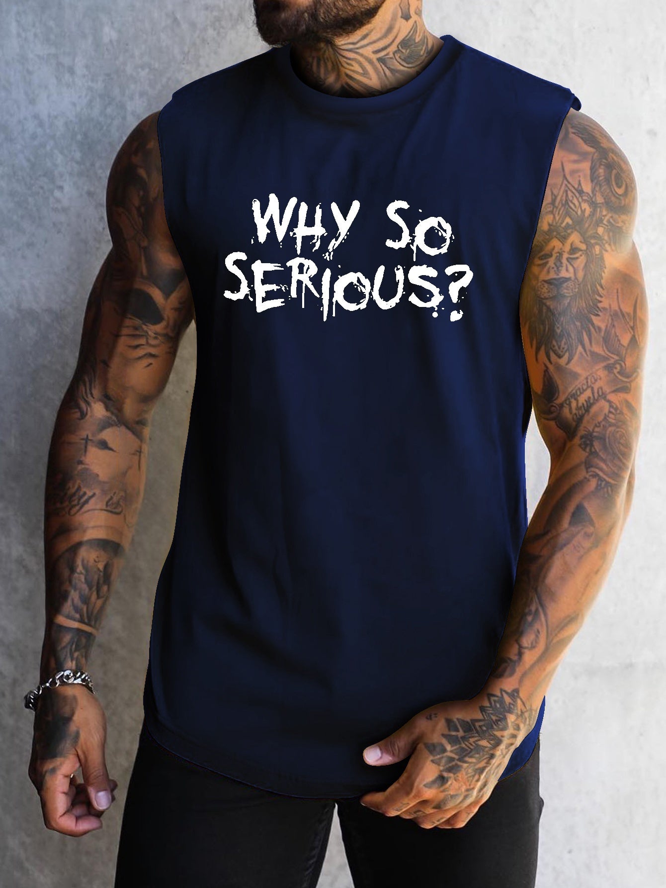 Why So Serious Print Men's Quick Dry Moisture-Wicking Breathable Tank Tops Athletic Gym Bodybuilding Sports Sleeveless Shirts For Workout Running Training Men's Clothes