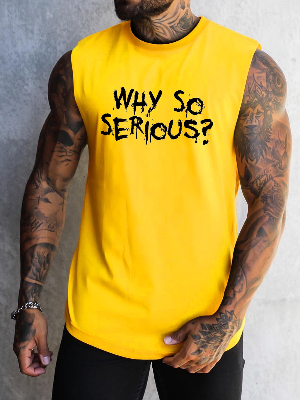 Why So Serious Print Men's Quick Dry Moisture-Wicking Breathable Tank Tops Athletic Gym Bodybuilding Sports Sleeveless Shirts For Workout Running Training Men's Clothes