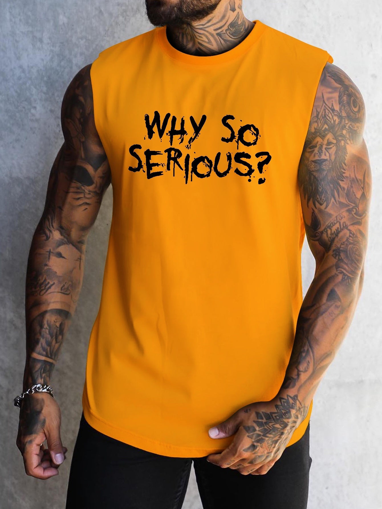 Why So Serious Print Men's Quick Dry Moisture-Wicking Breathable Tank Tops Athletic Gym Bodybuilding Sports Sleeveless Shirts For Workout Running Training Men's Clothes