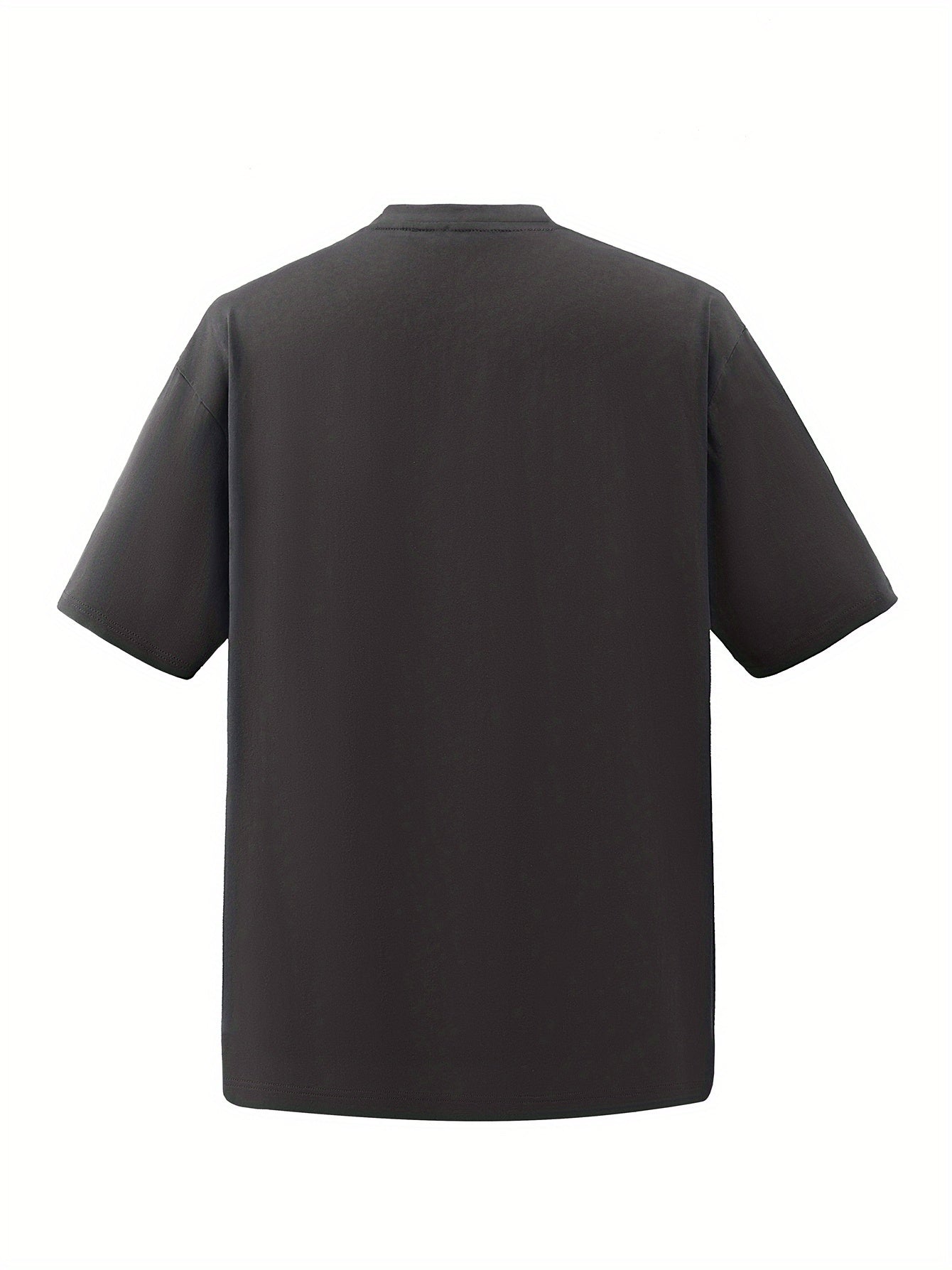 Plus Size Compass And Mountain Graphic Print, Men's Crew Neck Short Sleeve T-shirts, Loose Shirts For Outdoor Activities, Men's Clothes