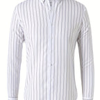 Trendy Stripe Print Men's Casual Button Up Long Sleeve Shirt, Men's Clothes For Spring Summer Autumn, Tops For Men