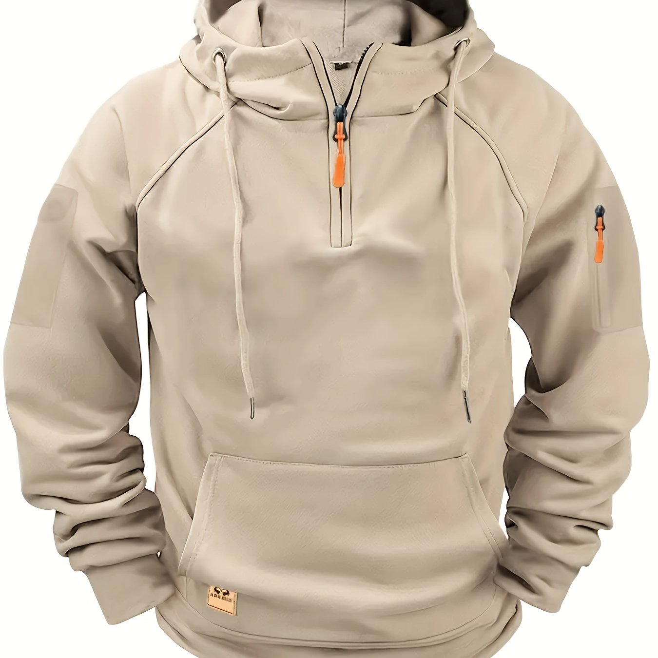 Men'S Regular Fit Patched Pocket Drawstring Hoodie, Casual Long Sleeve Raglan Sleeve Hooded Sweatshirt For Fall & Winter, Men'S Clothes For Daily Wear