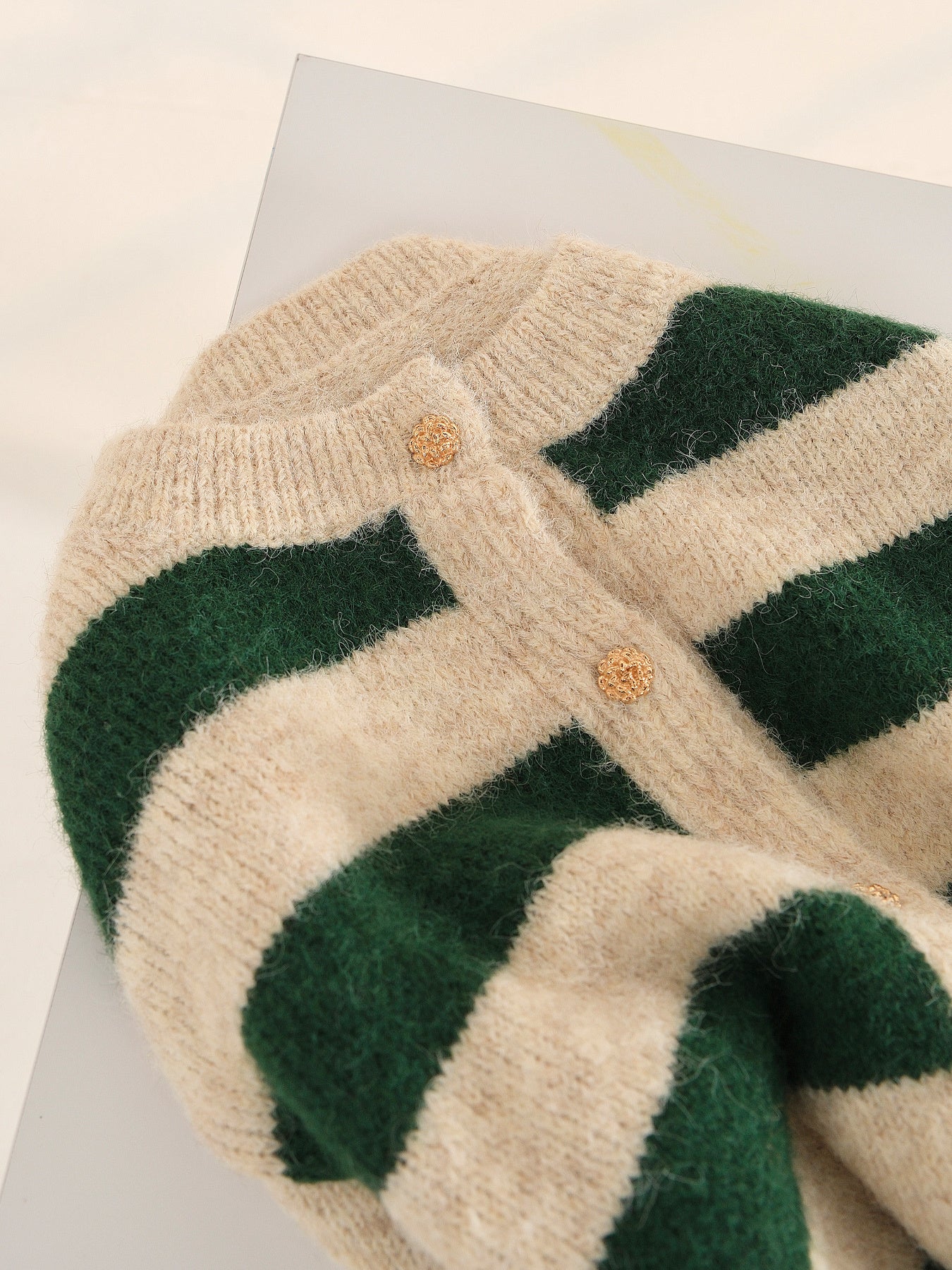 Premium Wool Striped Cardigan Sweater Fashion Women's Tops Hot Soft Long Sleeve Beautiful Ladies Sweater Elegant Autumn Winter Clothing Premium Fabric Constructed Women's Clothes( of tops only)