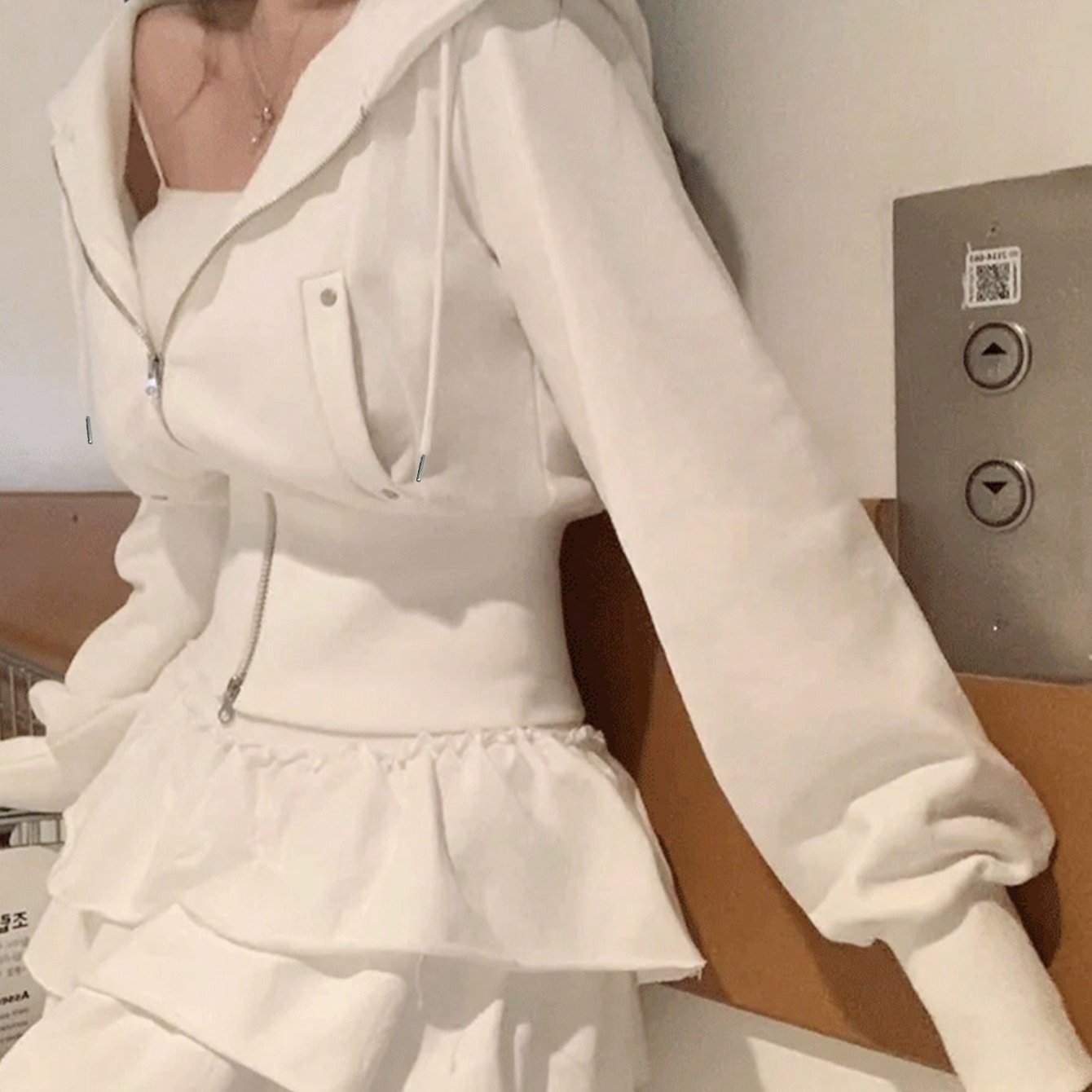 Women'S Slim-Fit Hooded Zip-Up Sweatshirt - Casual Long Sleeve Pullover with Drawstring Hood, Solid Color, Regular Length, Autumn/Winter Fashion, Korean & Japanese Style, Autumn Winter Apparel | Trendy Casual Hoodie | Smooth