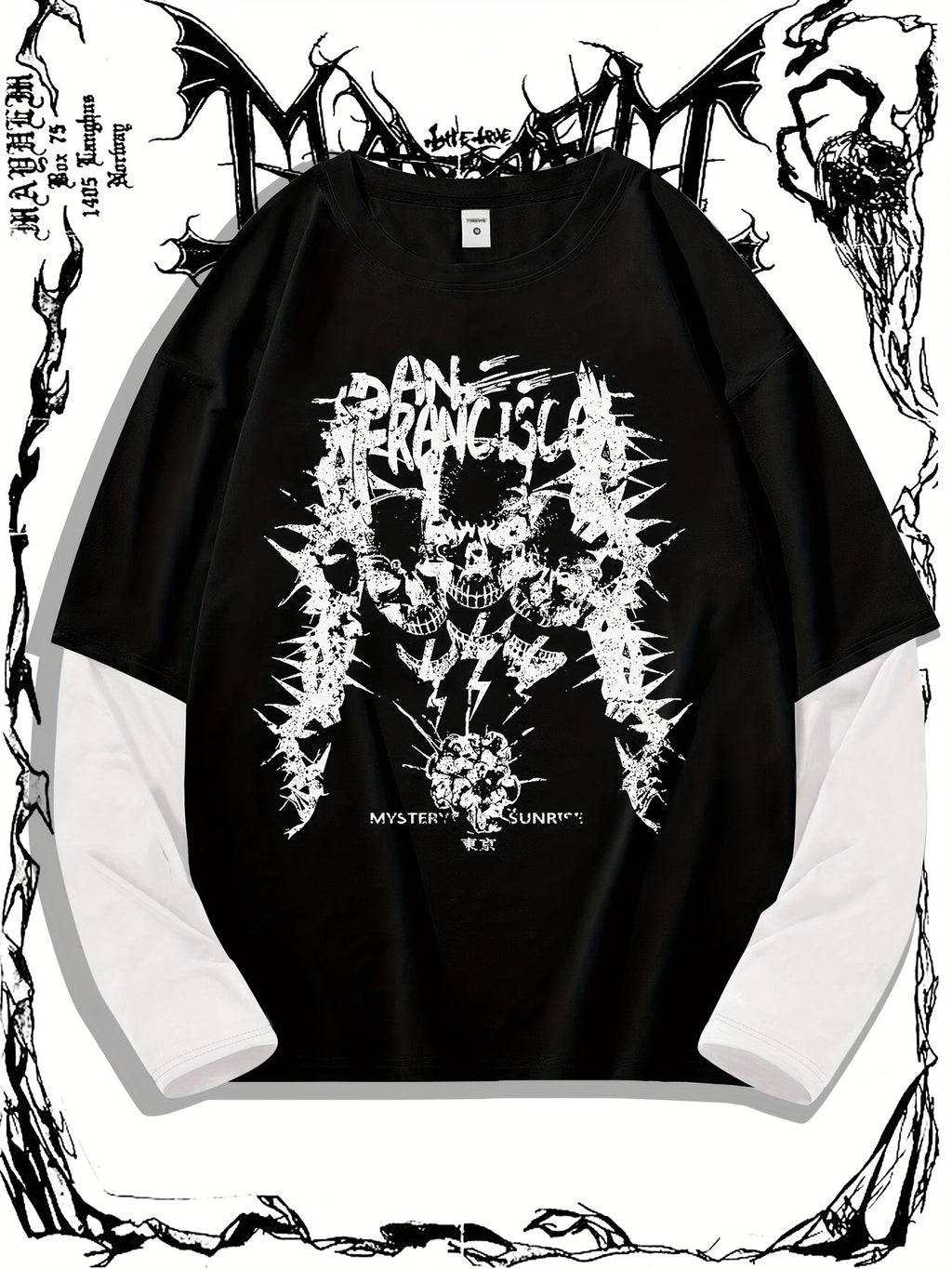 Dark Skull Print Trendy Men's T-shirt, Crew Neck Short Sleeve Tops, Graphic Tee Men's Clothes Summer, Men's Outfits