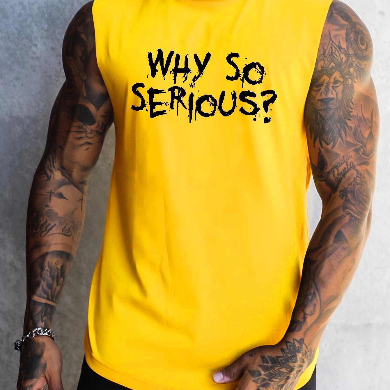 Why So Serious Print Men's Quick Dry Moisture-Wicking Breathable Tank Tops Athletic Gym Bodybuilding Sports Sleeveless Shirts For Workout Running Training Men's Clothes