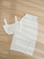 Fashionable Cut-out Skirt + Camisole Crop Top Women's Set, Popular Soft Women's Two-piece Skirt, Daily Elegant Casual Commuting Warm Autumn And Winter Clothing, Women's Clothes Made Of High-quality Fabric