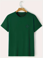 Plus Size Cactus Logo Graphic Print, Men's Crew Neck Short Sleeve T-shirts, Loose Shirts For Outdoor Activities, Men's Clothes For Spring And Summer