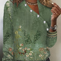 Tooluck Summer Resort Outfits Festive Elegant Women'S Clothes, Casual Elegant Party, Green Printed Bohemian, Pretty Shirts