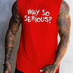 Why So Serious Print Men's Quick Dry Moisture-Wicking Breathable Tank Tops Athletic Gym Bodybuilding Sports Sleeveless Shirts For Workout Running Training Men's Clothes