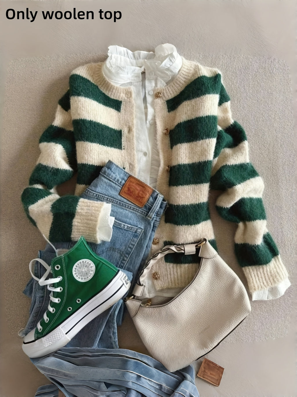 Premium Wool Striped Cardigan Sweater Fashion Women's Tops Hot Soft Long Sleeve Beautiful Ladies Sweater Elegant Autumn Winter Clothing Premium Fabric Constructed Women's Clothes( of tops only)