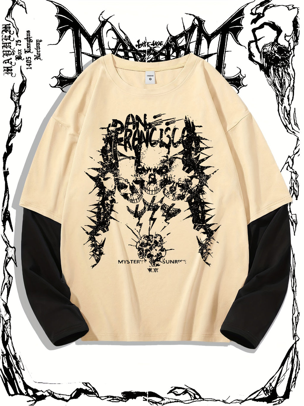 Dark Skull Print Trendy Men's T-shirt, Crew Neck Short Sleeve Tops, Graphic Tee Men's Clothes Summer, Men's Outfits