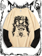 Dark Skull Print Trendy Men's T-shirt, Crew Neck Short Sleeve Tops, Graphic Tee Men's Clothes Summer, Men's Outfits