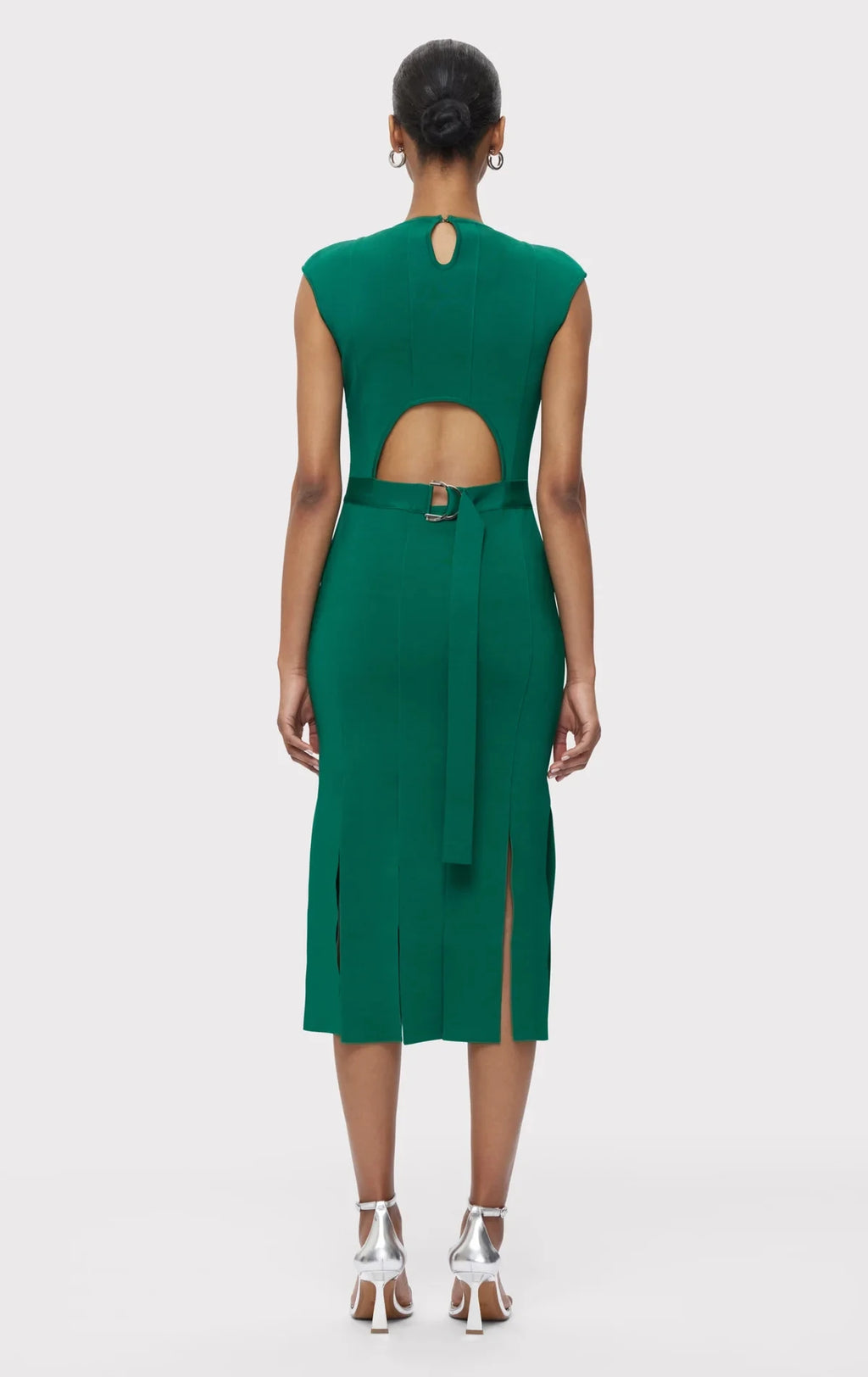 Women's Clothes Sexy Elegant Green Sleeveless Hollow Out Bandage Evening Dresses