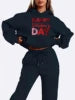 New Arrival Fashion Sweatshirt Women's Clothes Valentine's Day Print Sports Ladies Hoodie Women Two Piece Pants Sets