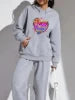 New Arrival Fashion Sweatshirt Women's Clothes Valentine's Day Print Sports Ladies Hoodie Women Two Piece Pants Sets