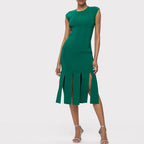 Women's Clothes Sexy Elegant Green Sleeveless Hollow Out Bandage Evening Dresses