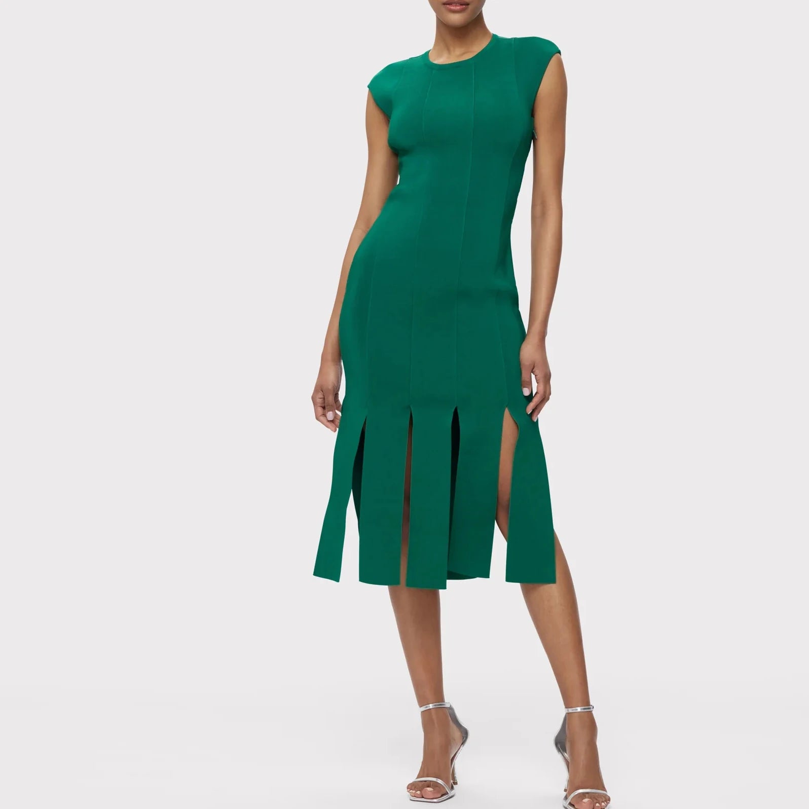 Women's Clothes Sexy Elegant Green Sleeveless Hollow Out Bandage Evening Dresses