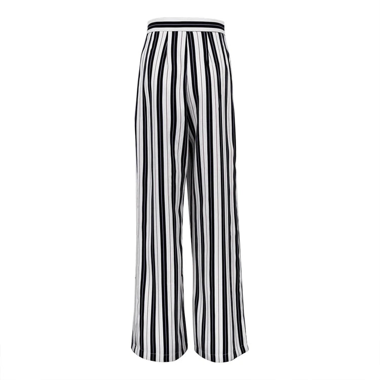Street Wear Women's Clothes Fashion Striped Pantalons Female Slacks Trousers Women High Waist Wide Leg Long Pants for Ladies