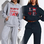 New Arrival Fashion Sweatshirt Women's Clothes Valentine's Day Print Sports Ladies Hoodie Women Two Piece Pants Sets