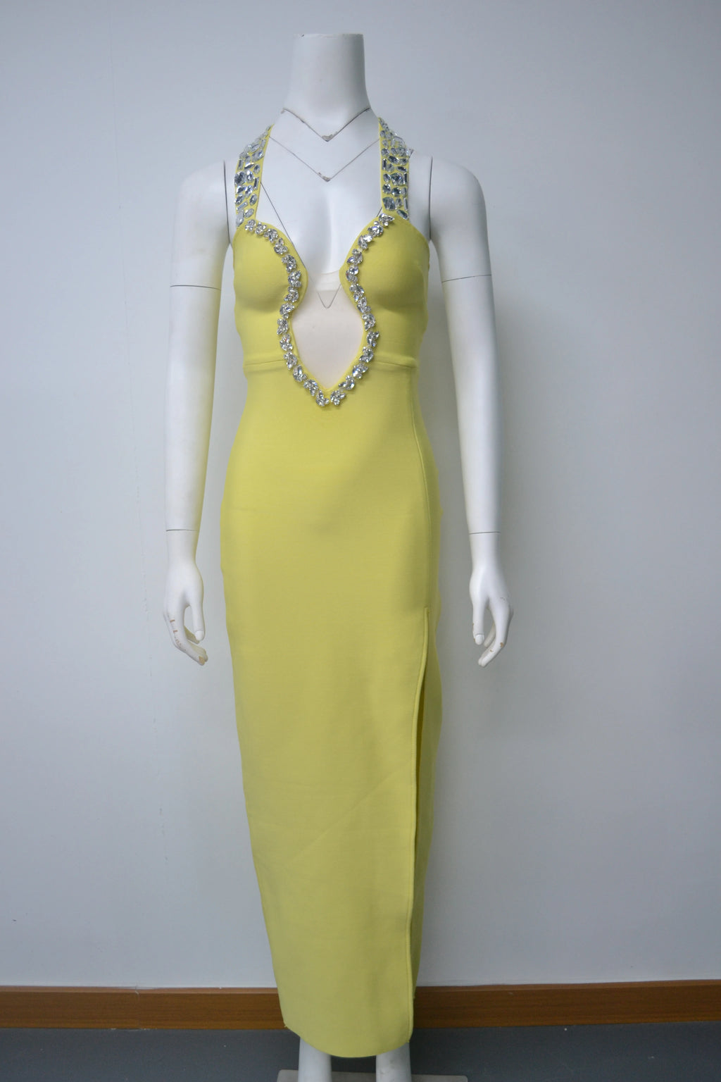 New Arrival Women's Clothes Sexy Halter Hollow Out Long Dress Beading Diamonds Party Bandage Evening Dresses