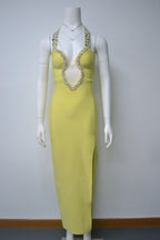 New Arrival Women's Clothes Sexy Halter Hollow Out Long Dress Beading Diamonds Party Bandage Evening Dresses