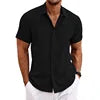 Men Summer Short Sleeve Tops Lapel Button Shirts Tops Solid Color Fashion Men's Clothes Loose T-shirt Beach Casual Shirt