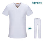 Workwear Clothes Health Workers Frosted Tops Pants Beauty Salon Scrub Uniforms Scrubs Set Short Sleeve V-neck Uniform coat