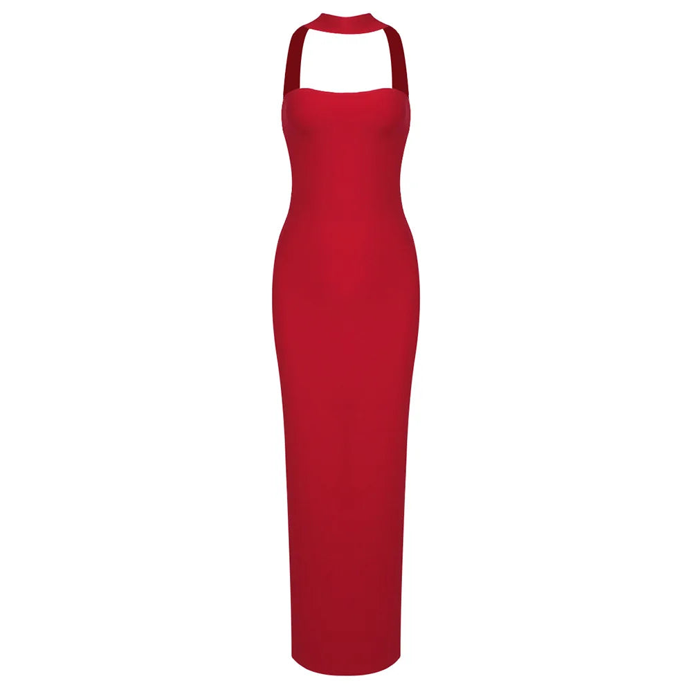 Wholesale Clothing Women's Clothes Red Sexy Vestidos De Fiesta Halter Long Dress Party Bandage Evening Dresses