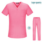 Workwear Clothes Health Workers Frosted Tops Pants Beauty Salon Scrub Uniforms Scrubs Set Short Sleeve V-neck Uniform coat