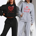 New Arrival Fashion Sweatshirt Women's Clothes Valentine's Day Print Sports Ladies Hoodie Women Two Piece Pants Sets