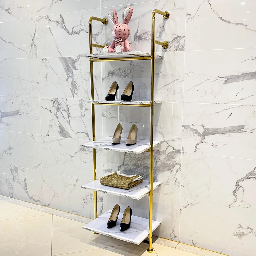 Clothing Store Gold Bag Display Rack Floor Multi Layer Wall Mounted Shoes Stand Rack Women's Clothes Shop Metal Shoe Shelf Rack
