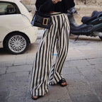 Street Wear Women's Clothes Fashion Striped Pantalons Female Slacks Trousers Women High Waist Wide Leg Long Pants for Ladies