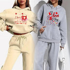 New Arrival Fashion Sweatshirt Women's Clothes Valentine's Day Print Sports Ladies Hoodie Women Two Piece Pants Sets
