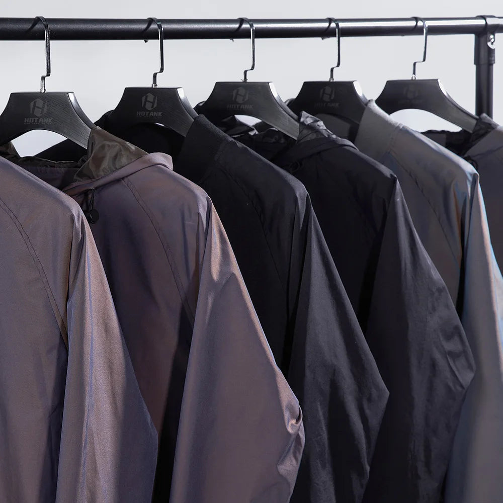 Custom Men's Clothes Fall Winter Flash Colored Jacket for Men Autumn Long Sleeve Thin Casual Jacket Coat Bomber Jacket Hoodie