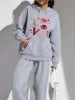 New Arrival Fashion Sweatshirt Women's Clothes Valentine's Day Print Sports Ladies Hoodie Women Two Piece Pants Sets
