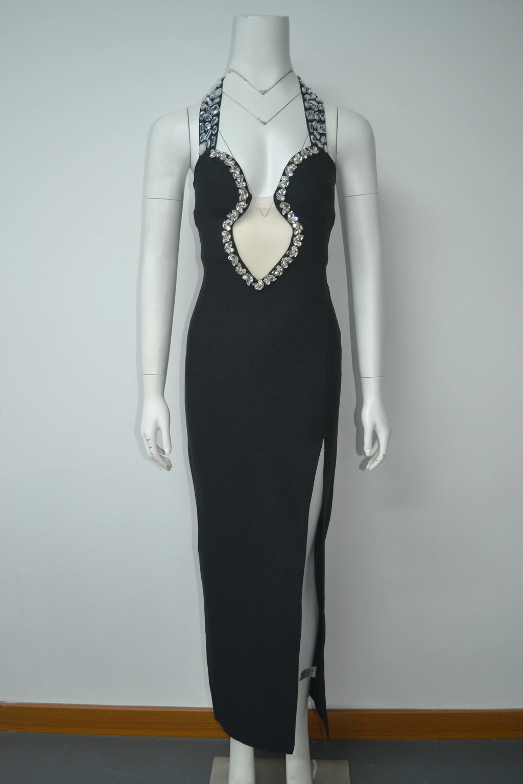 New Arrival Women's Clothes Sexy Halter Hollow Out Long Dress Beading Diamonds Party Bandage Evening Dresses