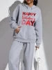 New Arrival Fashion Sweatshirt Women's Clothes Valentine's Day Print Sports Ladies Hoodie Women Two Piece Pants Sets
