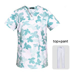 Workwear Clothes Health Workers Frosted Tops Pants Beauty Salon Scrub Uniforms Scrubs Set Short Sleeve V-neck Uniform coat