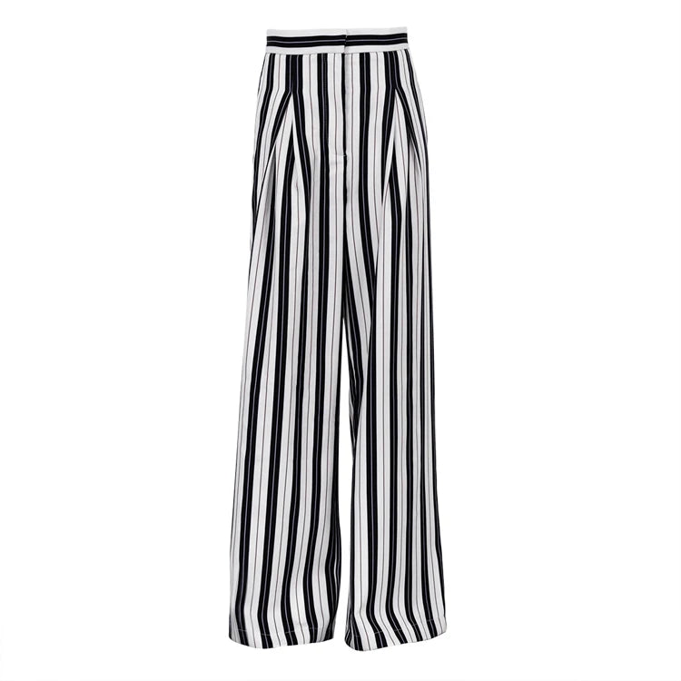 Street Wear Women's Clothes Fashion Striped Pantalons Female Slacks Trousers Women High Waist Wide Leg Long Pants for Ladies