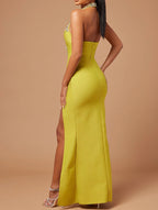 New Arrival Women's Clothes Sexy Halter Hollow Out Long Dress Beading Diamonds Party Bandage Evening Dresses