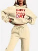 New Arrival Fashion Sweatshirt Women's Clothes Valentine's Day Print Sports Ladies Hoodie Women Two Piece Pants Sets