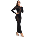 Women's Clothes Sexy Mesh Translucent Long Dresses Party Club Evening Dress