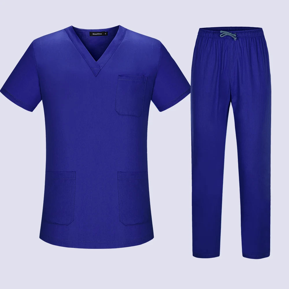 Workwear Clothes Health Workers Frosted Tops Pants Beauty Salon Scrub Uniforms Scrubs Set Short Sleeve V-neck Uniform coat