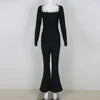 Women's Clothes New Fashion Rhinestone Bodycon Bandage Long Sleeve Jumpsuit