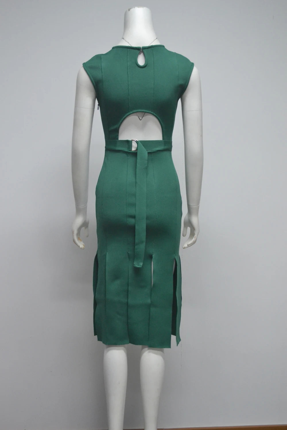 Women's Clothes Sexy Elegant Green Sleeveless Hollow Out Bandage Evening Dresses