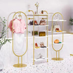 Clothing Store Gold Bag Display Rack Floor Multi Layer Wall Mounted Shoes Stand Rack Women's Clothes Shop Metal Shoe Shelf Rack